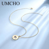 925 Silver Necklace Yellow Heart Pendant Romantic Gift Chain