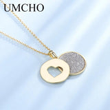 925 Silver Necklace Yellow Heart Pendant Romantic Gift Chain