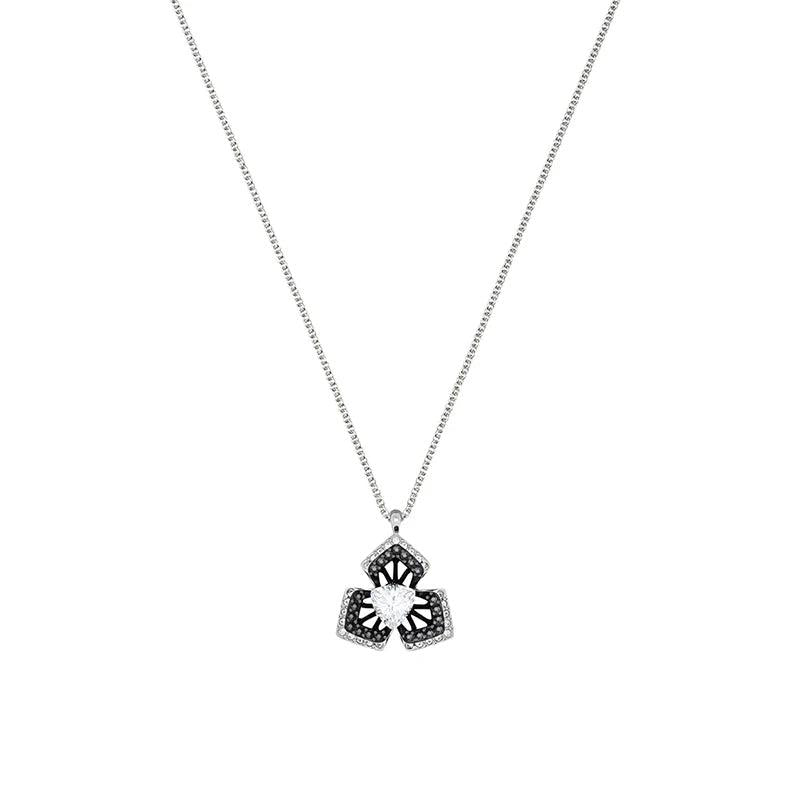 Rotating Orchid Crystal Necklace for Women Bride Gift