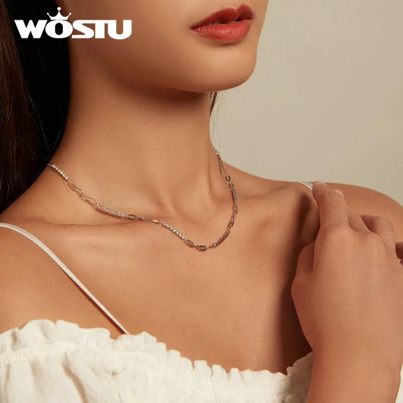 925 Silver Square Zircon Necklace for Wedding
