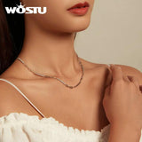 925 Silver Square Zircon Necklace for Wedding