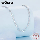925 Silver Square Zircon Necklace for Wedding