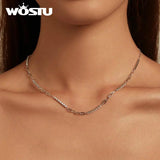 925 Silver Square Zircon Necklace for Wedding