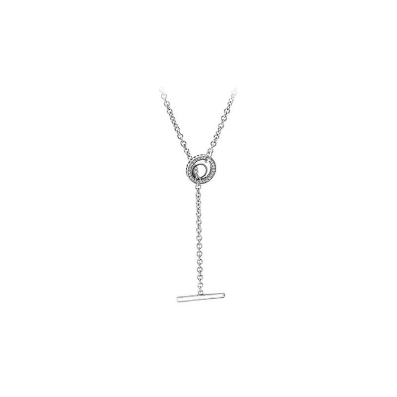 925 Silver Hearts Pendant Classic CZ Circle Necklace for Women