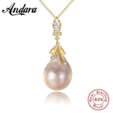 Baroque Pearl Necklace 925 Silver Charm Wedding Gift