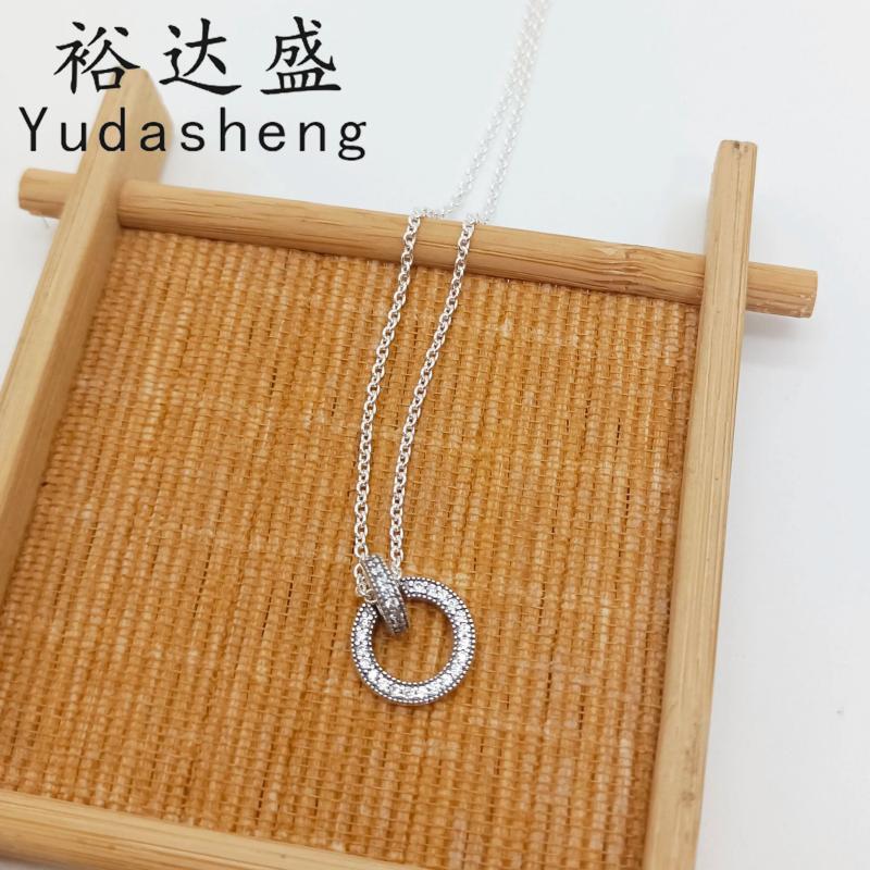 Autumn Double Circle Pendant Necklace Double-sided Design Flipping