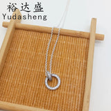 Autumn Double Circle Pendant Necklace Double-sided Design Flipping