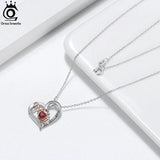 925 Silver Gemstone Mom Heart Pendant Necklace with Crown for Women