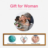 925 Silver Turquoise Baby Feet Heart Pendant Necklace for Women