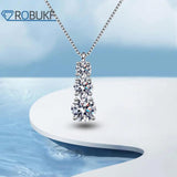 1.8CT Moissanite Pendant Necklace For Women 925 Sterling Silver Box Chain