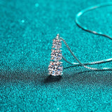 1.8CT Moissanite Pendant Necklace For Women 925 Sterling Silver Box Chain