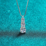 1.8CT Moissanite Pendant Necklace For Women 925 Sterling Silver Box Chain