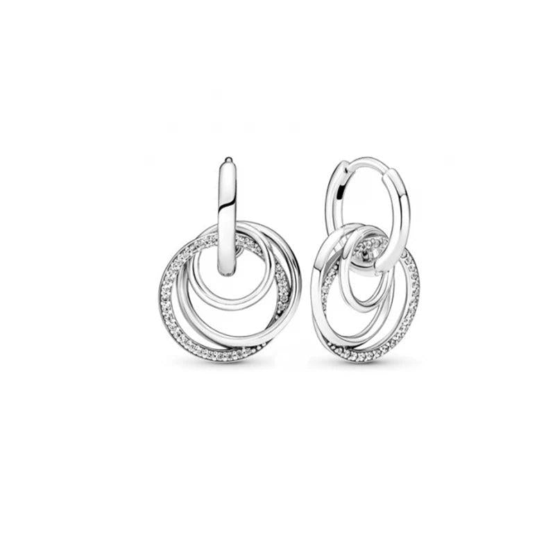 S925 Sterling Silver Hoop Earrings & Necklace Set for Women