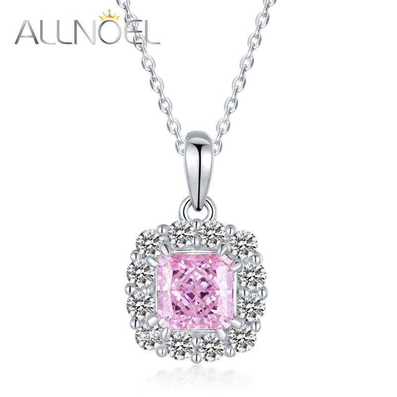925 Silver Pink Gemstone Pendant Necklace For Women