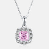 925 Silver Pink Gemstone Pendant Necklace For Women
