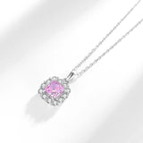 925 Silver Pink Gemstone Pendant Necklace For Women