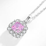 925 Silver Pink Gemstone Pendant Necklace For Women