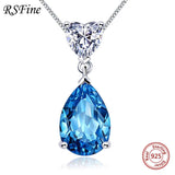 925 Silver Heart Necklace Drop Shape Pendant Sea Choker Fine Jewelry