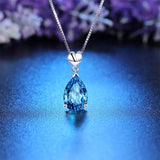 925 Silver Heart Necklace Drop Shape Pendant Sea Choker Fine Jewelry