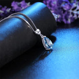 925 Silver Heart Necklace Drop Shape Pendant Sea Choker Fine Jewelry