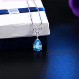 925 Silver Heart Necklace Drop Shape Pendant Sea Choker Fine Jewelry