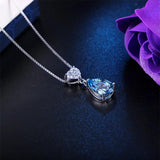 925 Silver Heart Necklace Drop Shape Pendant Sea Choker Fine Jewelry