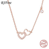 925 Silver Double Love Necklace for Women Choker - Singapore Chomel