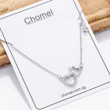 925 Silver Double Love Necklace for Women Choker - Singapore Chomel