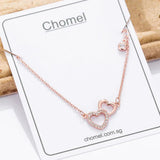 925 Silver Double Love Necklace for Women Choker - Singapore Chomel