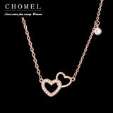 925 Silver Double Love Necklace for Women Choker - Singapore Chomel