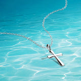 925 Sterling Silver Cross Pendant Necklace For Woman Chocker O Chain Lady