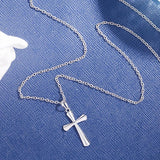 925 Sterling Silver Cross Pendant Necklace For Woman Chocker O Chain Lady