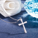 925 Sterling Silver Cross Pendant Necklace For Woman Chocker O Chain Lady