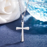 925 Sterling Silver Cross Pendant Necklace For Woman Chocker O Chain Lady