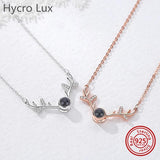 925 Silver Deer Necklace with Zircon Choker for Women