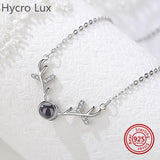925 Silver Deer Necklace with Zircon Choker for Women