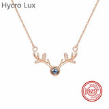 925 Silver Deer Necklace with Zircon Choker for Women