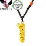 Dragon Cylinder Pendant Necklace 24KT