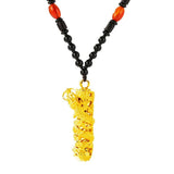 Dragon Cylinder Pendant Necklace 24KT