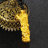 Dragon Cylinder Pendant Necklace 24KT