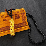 Dragon Cylinder Pendant Necklace 24KT
