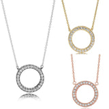 Clear CZ Hearts Round Choker Necklace Silver 925 Jewelry Chain Women Girls