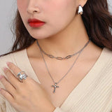 925 Silver Cross Pendant Necklace for Women Girls Clavicle Chain Gift