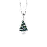 YYSUNNY 925 Silver Necklace Zircons Christmas Tree Pendant for Girls