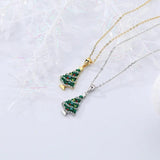YYSUNNY 925 Silver Necklace Zircons Christmas Tree Pendant for Girls
