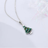 YYSUNNY 925 Silver Necklace Zircons Christmas Tree Pendant for Girls