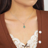 YYSUNNY 925 Silver Necklace Zircons Christmas Tree Pendant for Girls