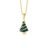 YYSUNNY 925 Silver Necklace Zircons Christmas Tree Pendant for Girls