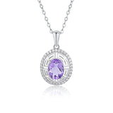 Amethyst Stone Clavicle Chain Necklace 925 Sterling Silver Pendant