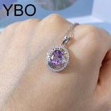 Amethyst Stone Clavicle Chain Necklace 925 Sterling Silver Pendant